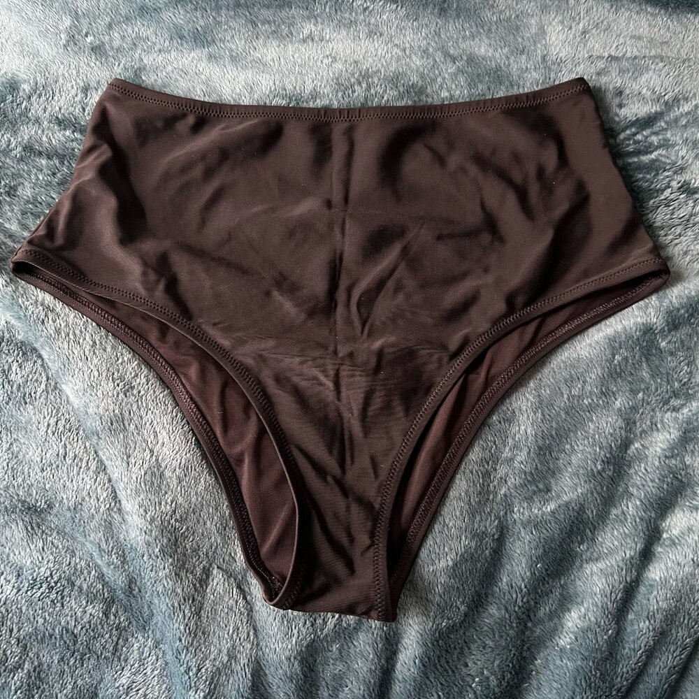 Aerie Cheey High Waisted Bathing Suit Bikini Bottom Black